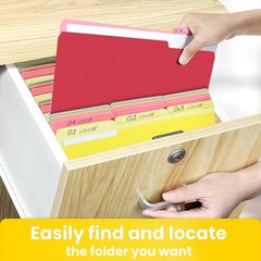 File Folders Letter Size Red, 100 Pack Manilla Folders 8.5 x 11 1/3-Cut Tabs,