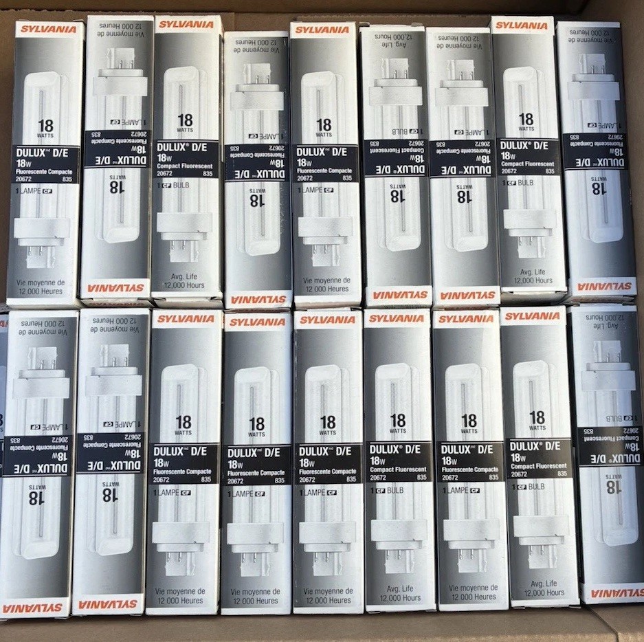 Sylvania 20672 18W CF18DD/E/835/ECO 4 Pin G24q-2 Brand New Lot of 36