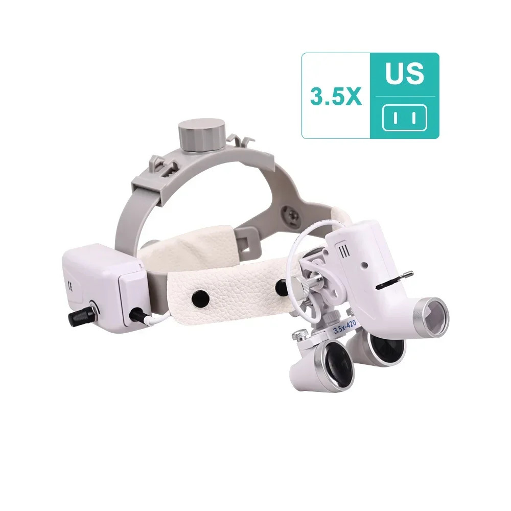 3.5X Medical Surgical Dental Binocular Loupes Headband Magnifier LED Headlight