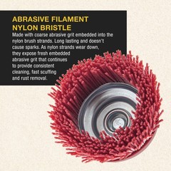 4″ Abrasive Filament Nylon Bristle Cup Brush, Sanding Scuffing, 5/8″ Thread 1/4″
