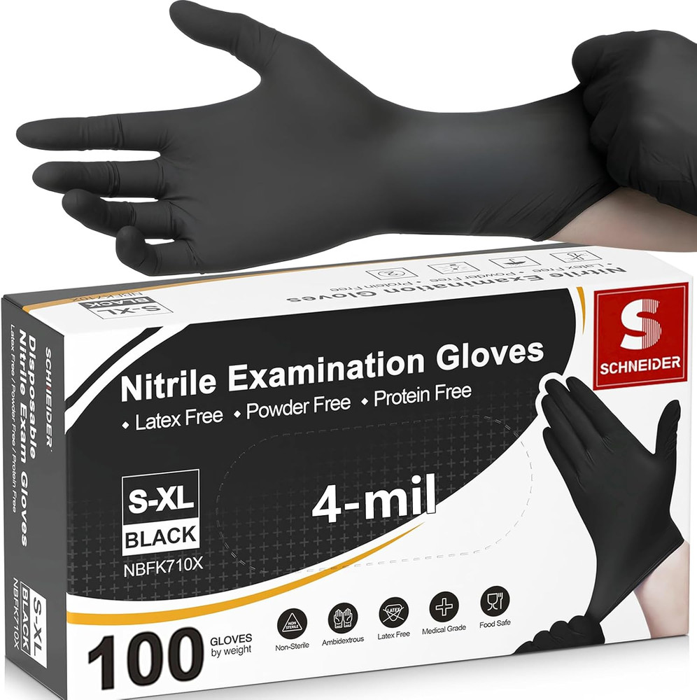 Nitrile Exam Gloves, 4 Mil Black Gloves Disposable Latex Free Powder Free, Food