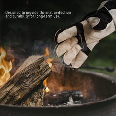 YESWELDER 23.6 Inch Leather Forge Welding Gloves 932℉ Palm Reinforced Black Gray
