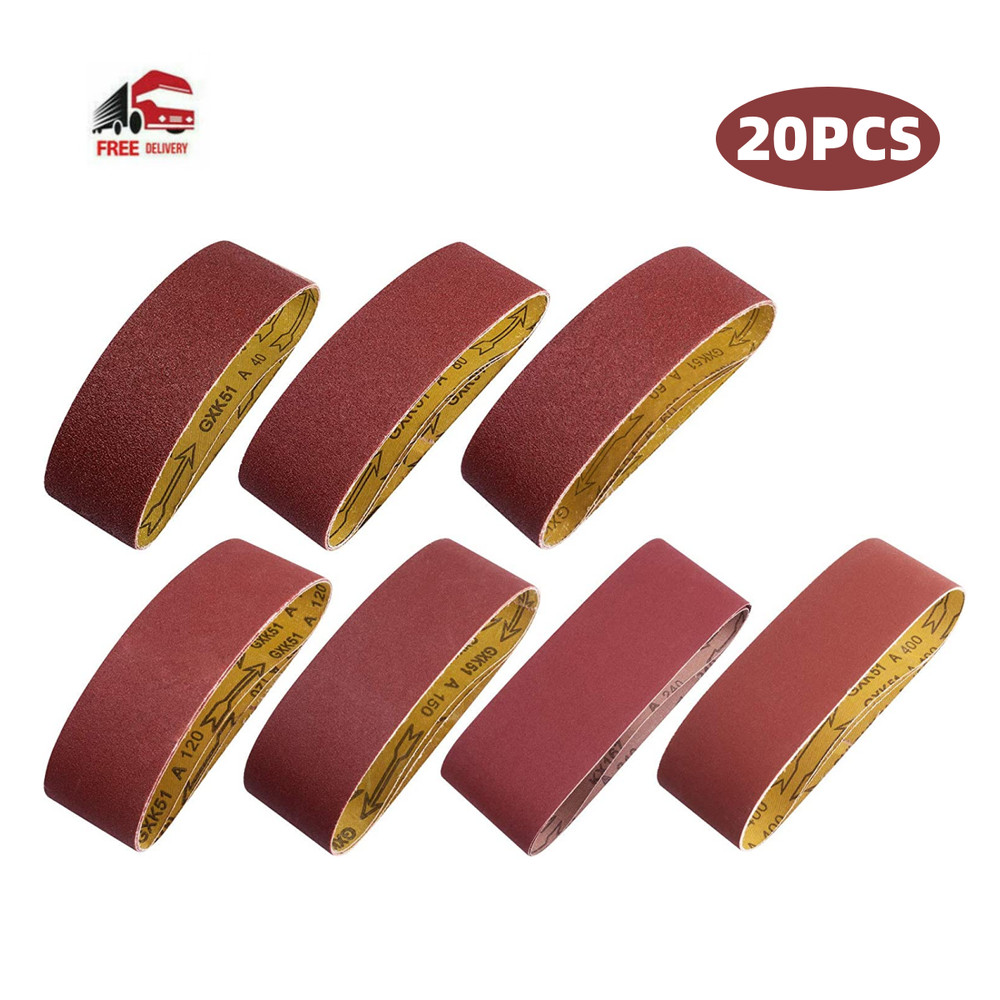40PCS Belt Sander Sandpaper 3×21 Sanding Belts 40 60 80 120 150 240 400 Grit US