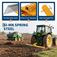 Landscape Rake 48/60 Inch Straw Rake Fits 2″ Receiver for Lawn Tractors ATV/UTV
