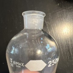 Kimble Kimax Glass 250mL Squibb Separatory Funnel w/ PTFE Stopcock 22
