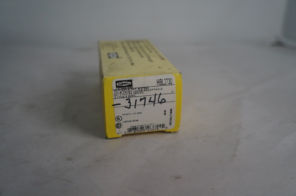 Hubbell HBL2730 Twist Lock Receptacle L16-30R 30A 480V 3P4W NOS