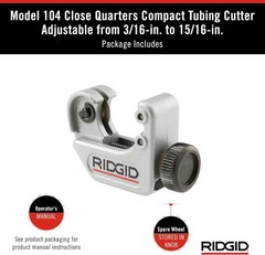 Model 104 Close Quarters Tubing Cutter, 3/16-inch to 15/16-inch Tube Cutter