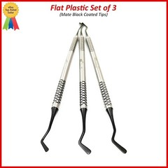 Dental Flat Plastic Composite Filling Instruments Set of 3 Mate Black Tips