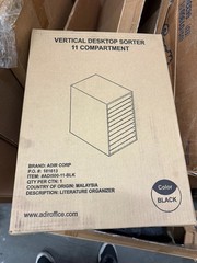 Adir Corp 11 Compartment Vertical Desktop Sorter Black ADI500-11-BLK NEW