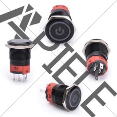 APIELE 19mm Latching Push Button Switch 3/4″ 12V DC Black Shell Power Symbol …