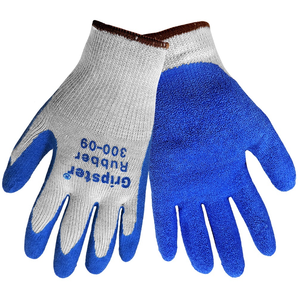 Global Glove Gripster® 300 Blue Rubber Coated Gloves, 12 Pair, S-2XL