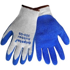 Global Glove Gripster® 300 Blue Rubber Coated Gloves, 12 Pair, S-2XL