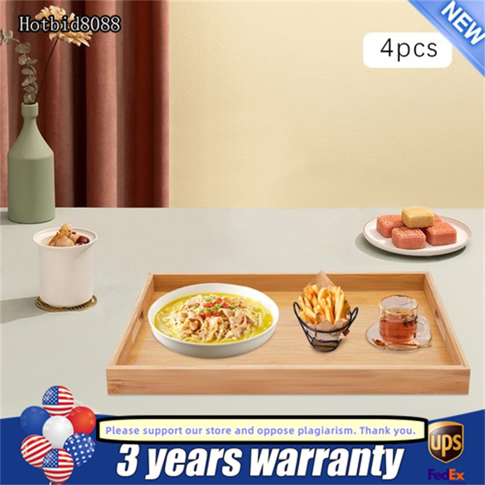 Bamboo Serving Trays 4pcs Modern Kitchen Trays For Hold Fruits Cakes Drinks