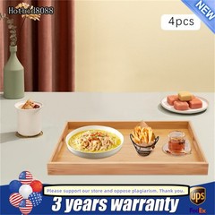 Bamboo Serving Trays 4pcs Modern Kitchen Trays For Hold Fruits Cakes Drinks