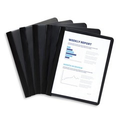 Blue Summit Supplies 25 Black Plastic Report Covers with Prongs, Black 3 Pron…