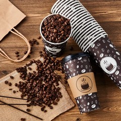 JOLLY PARTY Disposable Coffee Cups with 50 Count (Pack of 1), Dark Brown-20oz