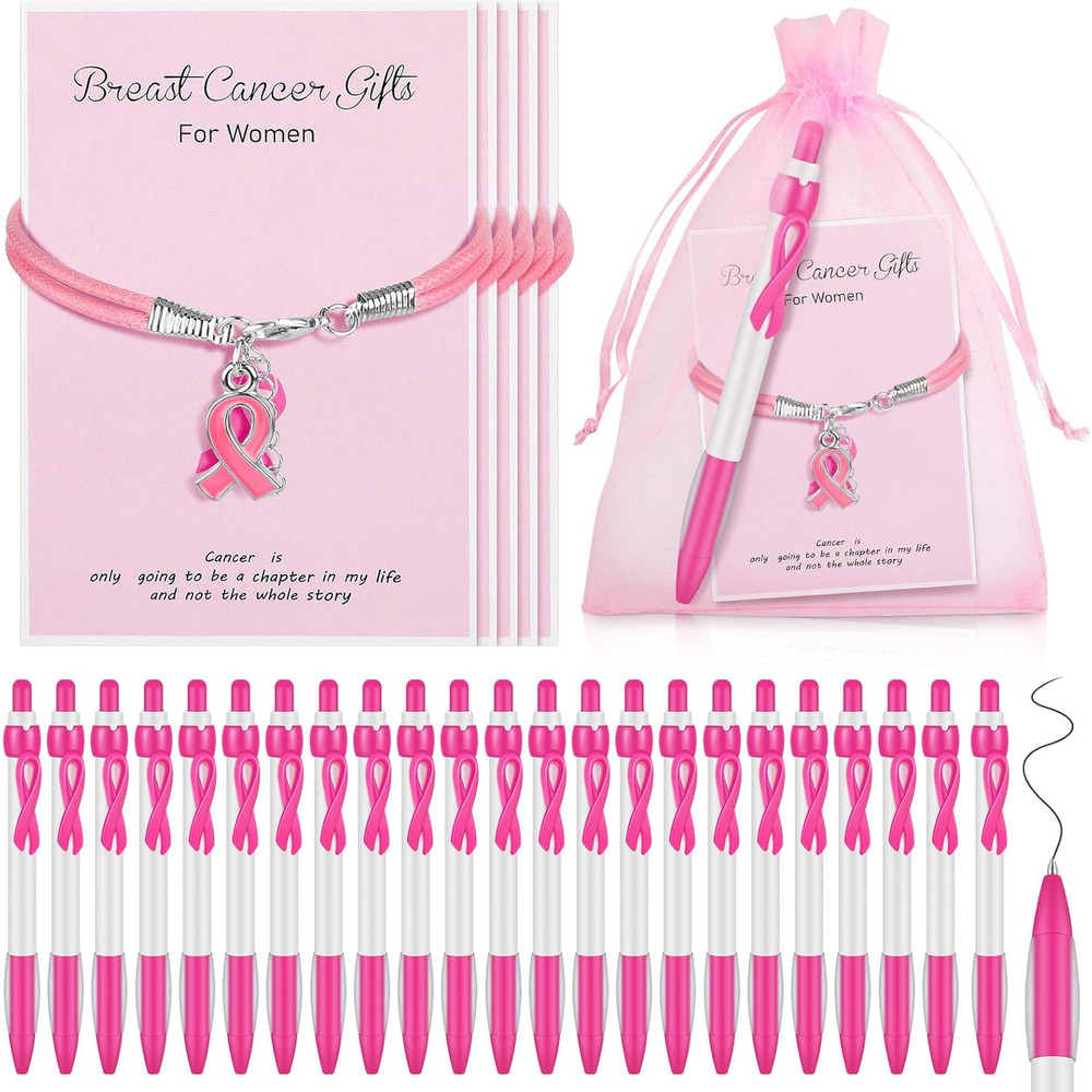 72 Pcs Breast Cancer Gifts Bulk Breast Cancer Awareness Pens Items Pink Survivor