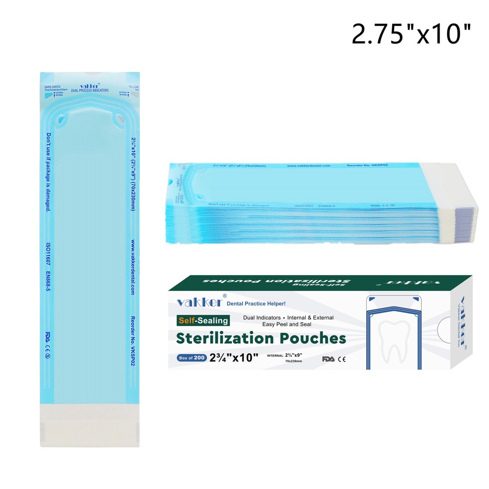 1000pcs 2.75″ x 10″ Self Sealing Dental Sterilization Pouches Autoclave Bag