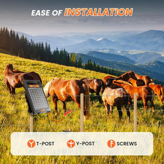 24 Hour Solar Electric Fence Charger, 10 Miles, up to 10200V Output Range Electr