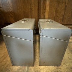 Lot Of 2 VTG Metal File Box Curmanco USA 12×5.5×10 Gray Steel Metal Latch