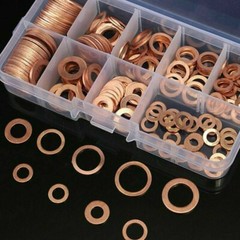 150x Copper Crush Washer Gasket Set Flat Ring Seal Assortment Kit For M5-M22 Kit