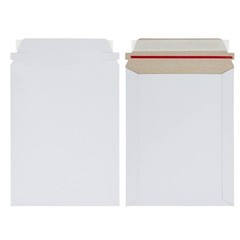 100 – 6×8 9×11.5 White Rigid Stay Flats Self-Seal Cardboard Envelope Mailers
