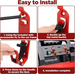 PercyEffie 4 Pcs Shovel Mount Heavy Duty Mounts for Roof Rack Red