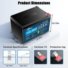 12V 20Ah Lithium Battery LiFePO4 Rechargeable Deep Cycle BMS RV Solar Golf Cart