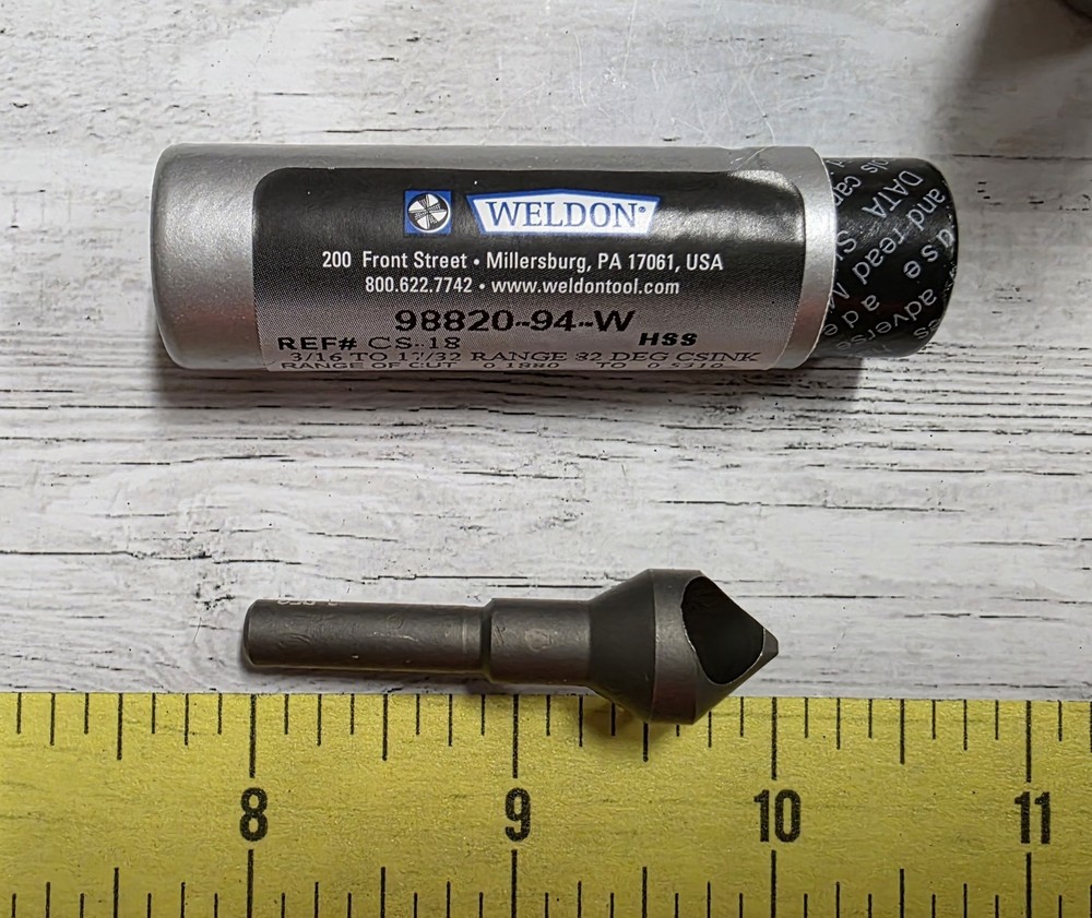 WELDON CS-18 3/16″ TO 17/32″ RANGE 82 DEG ZERO FLUTE COUNTERSINK – USA