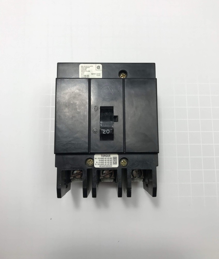 Cutler Hammer 20 Amp GHB Breaker 480 Volts GHB3020 3 Pole Westinghouse Eaton CH