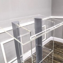 Returned Item Clear Acrylic Plexiglass Podium Metal Corners Church Pulpit
