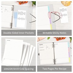 120 Pages Blank Recipe Book Food Journal PVC Binder Notebook 100gsm Thick