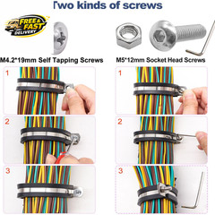 50PCS 3/8 Inch Cable Clamps 304 Stainless Steel Rubber Cushion Insulated Wire Cl