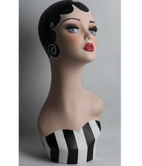 Fiberglass Vintage Costume Style Painted Adult Female Mannequin Head Display