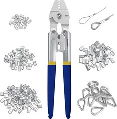 Wire Rope Crimping Swaging Tool Kit for Wire Cable Crimps Aluminum Double Barrel