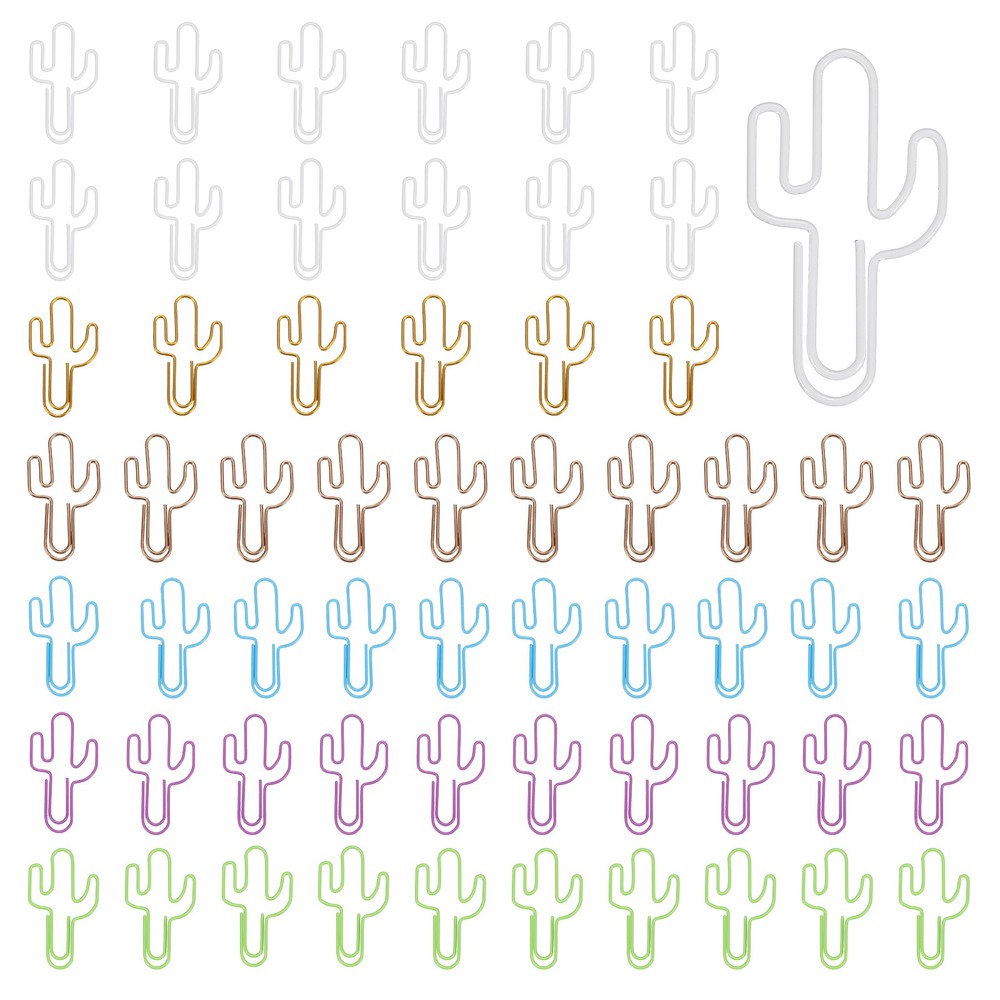 60Pcs Paper Clip, Cactus Shape Paper Clip Small Cute Bookmarks, Multicolor