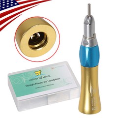 Dental Straight Nosecone Handpiece Low Speed 1:1 fit NSK E-type Motor Gold USA