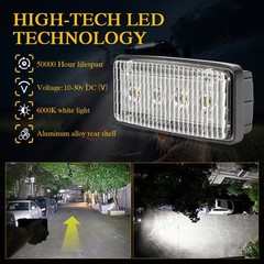 4pcs White 6000K LED Upper Cab Light Lamp For Deere 6200, 6300, 6400, 6500