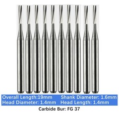 10-100pcs FG 37 Dental Carbide Burs Friction Grip Inverted Cone Burs High Speed