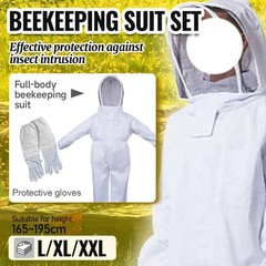 Beekeeping Suit L Full Body Coverall Beekeeper Outfit Jacket with Veil Unisex