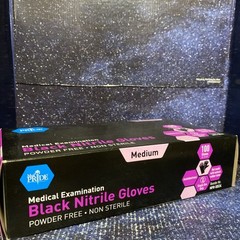 MedPride Medical Examination Nitrile Gloves, M, Powder Free, Small,Black-100/Box