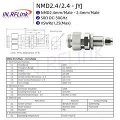 NMD2.4mm M To 2.4mm/M Precision RF Adapter for Network Analyzer Connector 50GHz