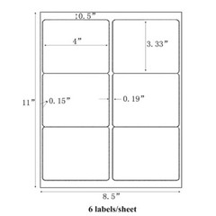 4×3-1/3″ Shipping Labels 6 per Sheet for Packing Slips & Barcodes, Laser/Inkjet