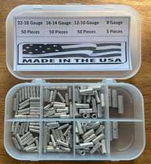 Large Non-Insulated Butt Connector Uninsulated Bare Splice 22 to 8 Ga Kit 155 Pc