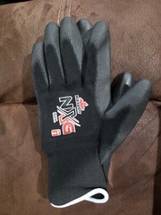 MCR Safety 9669, 13 Gauge Black Nylon Shell, Black PU Palm and Fingers Large