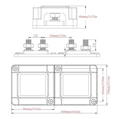 Heavy Duty Copper Bus Bars 12V-48V 400A Power Distribution Block, 8X M8 Terminal