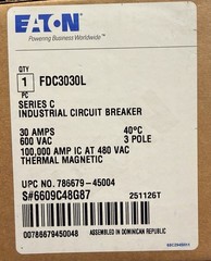 Eaton FDC3030L 30A/600V Series C Industrial Circuit Breaker