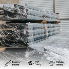 12 Rolls Extended Core Stretch Wrap Cast Film 5″ x 700′ 120 Ga w/ Spinner Handle