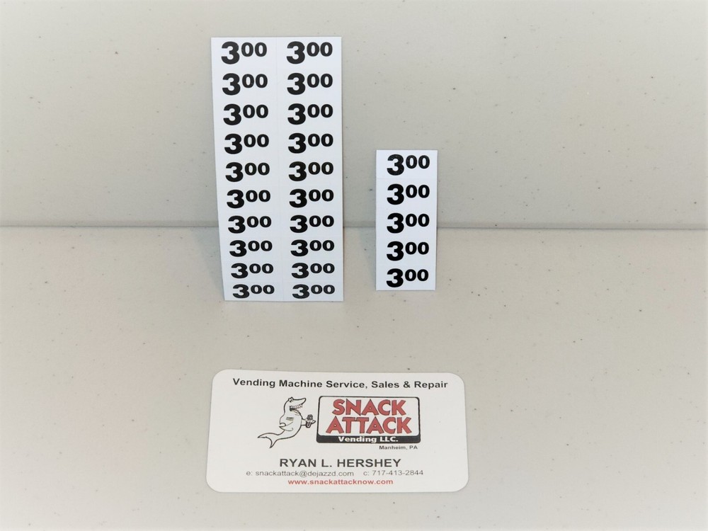 (25) SNACK VENDING MACHINE $3.00 / $3.25 PRICE LABELS – Free Ship!