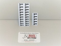 (25) SNACK VENDING MACHINE $3.00 / $3.25 PRICE LABELS – Free Ship!